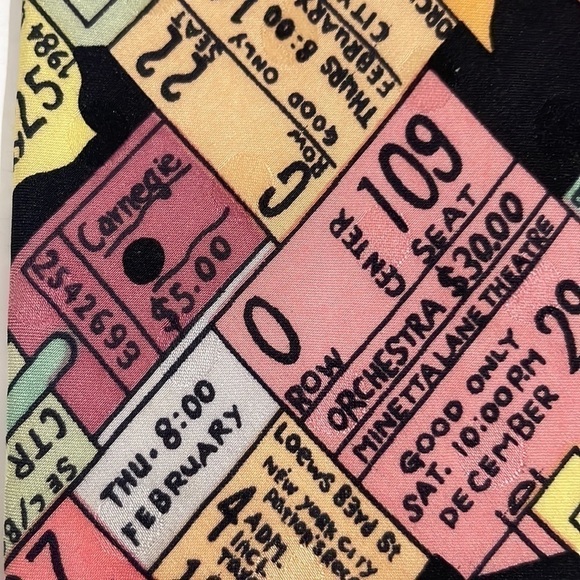 Nicole Miller Visited Vintage Theater Tickets 100% Silk Tie—Fabulous!!  Like New - Picture 10 of 10